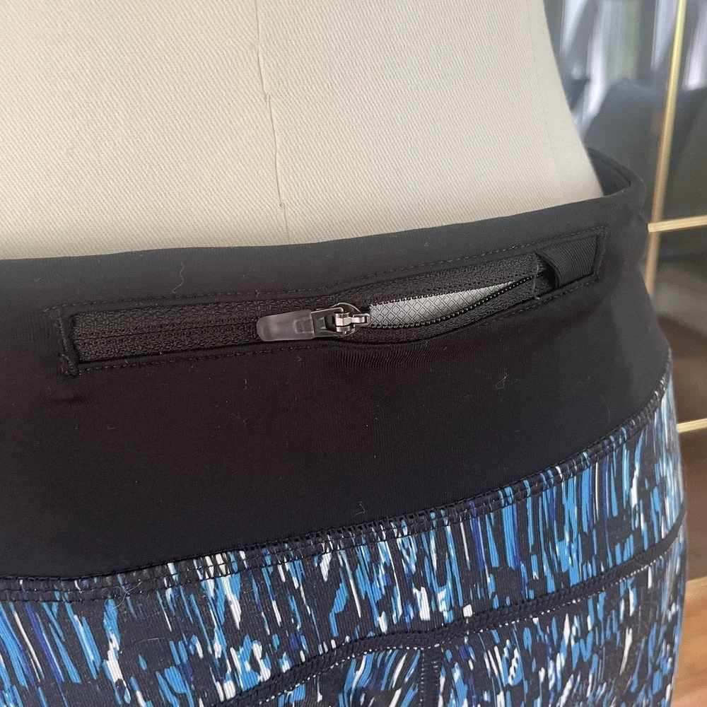 Nike‎ Dri-FIT Cropped Leggings Blue Black Graphic Women's Large
